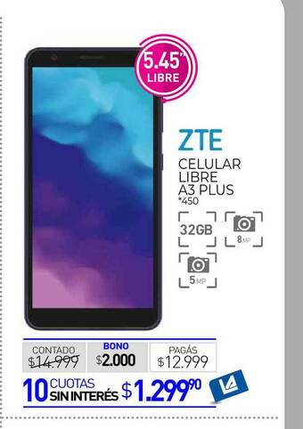 La Anonima Zte Celular Libre A3 Plus oferta
