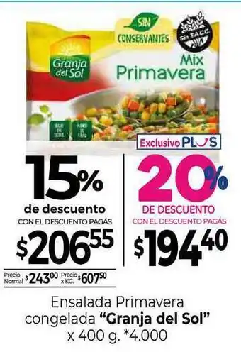 La Anonima Ensalada Primavera Congelada Granja Del Sol x 400g oferta