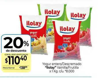 La Anonima Yogur Entero Descremado Ilolay Vainilla Frutilla x 1kg oferta