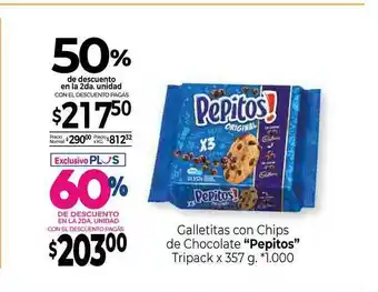 La Anonima Galletitas Con Chips De Chocolate Pepitos x 357g oferta