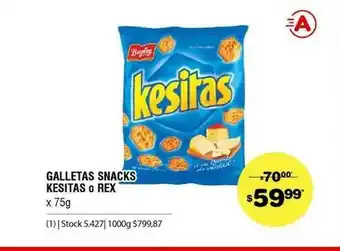 Atomo Conviene Galletitas Snacks Kesitas O Rex x 75g oferta