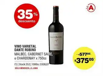 Atomo Conviene Vino Varietal Dante Robino x 750cc oferta