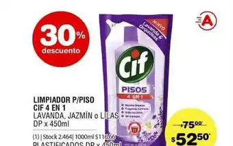 Atomo Conviene Limpiador P Piso Cif 4 En 1 x 450ml oferta