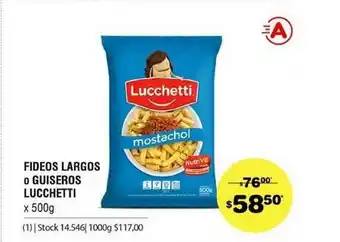 Atomo Conviene Fideos Largos O Guiseros Lucchetti x 500g oferta
