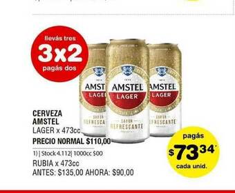 Atomo Conviene Cerveza Amstel Lager x 473cc oferta