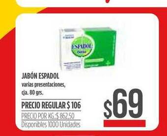 Supermercados Vea Jabón Espadol 80grs oferta