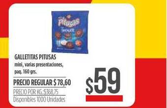 Supermercados Vea Galletitas Pitusas 160grs oferta