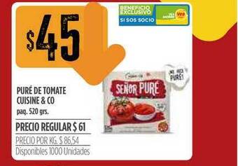 Supermercados Vea Puré De Tomate Cuisine & Co 520grs oferta