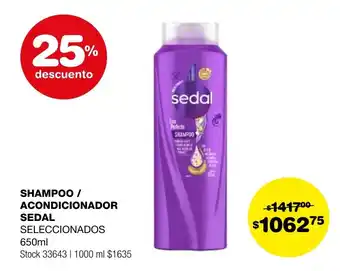 Atomo Conviene SHAMPOO / ACONDICIONADOR SEDAL SELECCIONADOS 650ml oferta