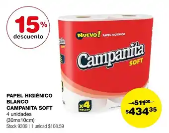 Atomo Conviene PAPEL HIGIÉNICO BLANCO CAMPANITA SOFT 4 unidades oferta