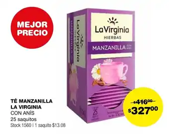 Atomo Conviene TÉ MANZANILLA LA VIRGINIA CON ANÍS 25 saquitos oferta