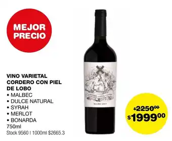 Atomo Conviene VINO VARIETAL CORDERO CON PIEL DE LOBO 750ml oferta