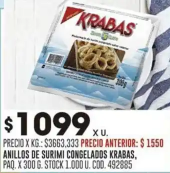 Coto ANILLOS DE SURIMI CONGELADOS KRABAS, PAQ. X 300 G. oferta
