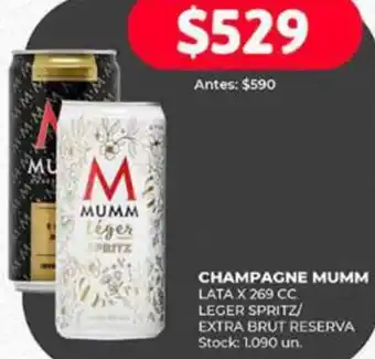 Supermercados Tadicor CHAMPAGNE MUMM LATA X 269 CC oferta