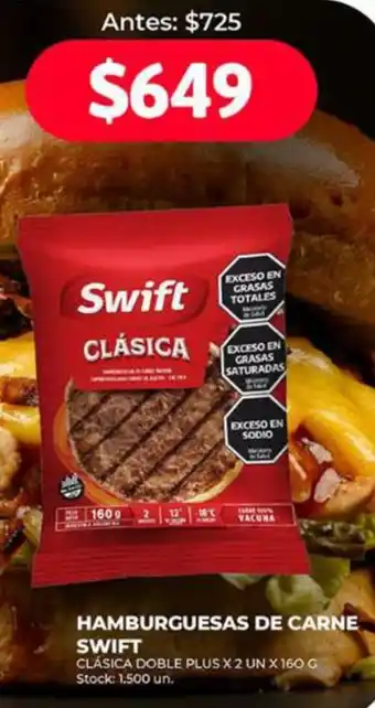 Supermercados Tadicor HAMBURGUESAS DE CARNE SWIFT oferta