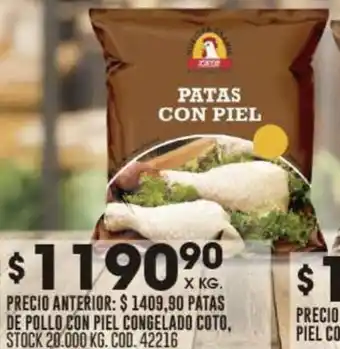 Coto PATAS DE POLLO CON PIEL CONGELADO COTO oferta