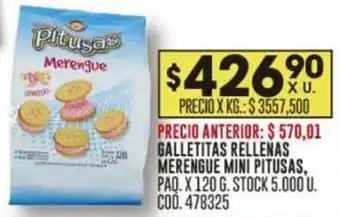 Coto GALLETITAS RELLENAS MERENGUE MINI PITUSAS, PAQ. X 120 G. oferta