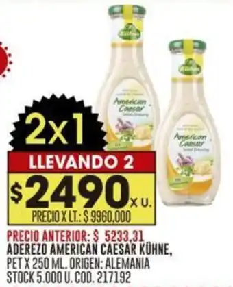 Coto ADEREZO AMERICAN CAESAR KÜHNE, PET X 250 ML. LLEVANDO 2 oferta