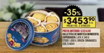 Coto GALLETITAS DE MANTECA WONDERFUL COPENHAGEN, LATA X 340 G. oferta