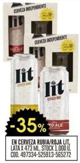 EN CERVEZA RUBIA/ROJA LIT, LATA X 473 ML.