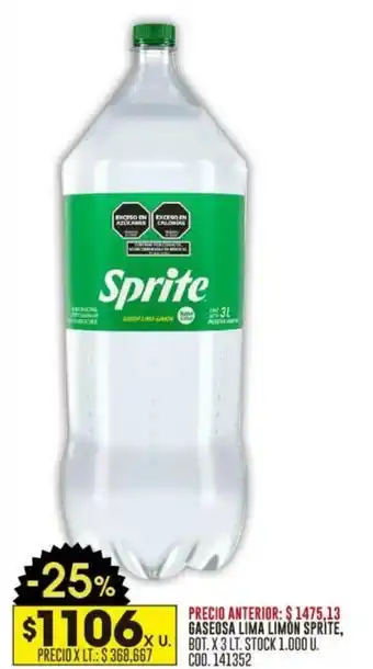 Coto GASEOSA LIMA LIMON SPRITE, BOT. X 3 LT. oferta