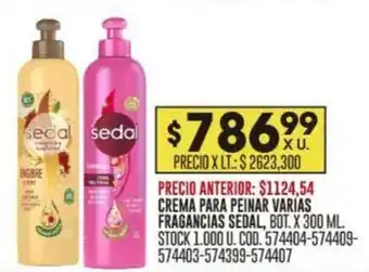 Coto CREMA PARA PEINAR VARIAS FRAGANCIAS SEDAL, BOT. X 300 ML. oferta