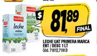Supermercados Yaguar Leche UAT Primera Marca Ent/Desc 1 Lt oferta