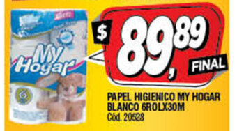Supermercados Yaguar Papel Higienico My Hogar Blanco 6Rolx30M oferta