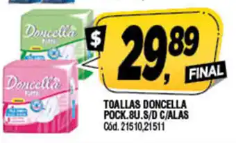 Supermercados Yaguar Toallas Doncella Pock.8u.S/D C/Alas oferta