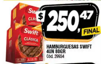 Supermercados Yaguar Hamburguesas Swift 4un 80gr oferta