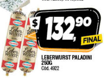 Supermercados Yaguar Leberwurst Paladini 250g oferta