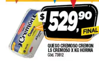 Supermercados Yaguar Cremoso Queso Cremon Ls Cremoso x kg Horma oferta