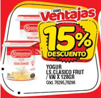 Supermercados Yaguar Yogur LS.Clasico Frut/Vai x 120gr oferta
