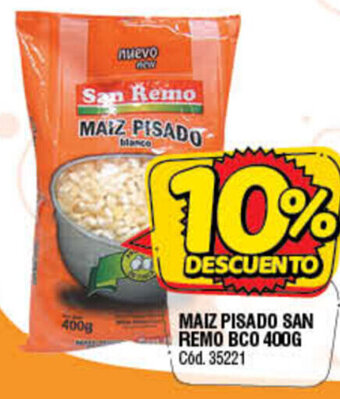 Supermercados Yaguar Maiz Pisado San Remo BCO 400g oferta