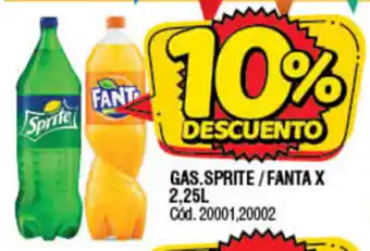 Supermercados Yaguar Gas Sprite/Fanta x 2,25l oferta