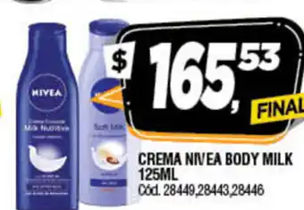 Supermercados Yaguar Nivea Crema Body Milk 125ml oferta