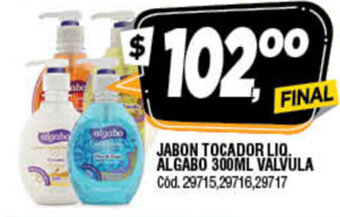 Supermercados Yaguar Jabon Tocador Liq Algabo 300ml Valvula oferta