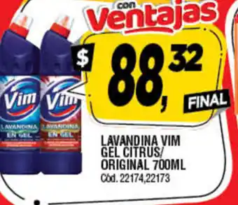 Supermercados Yaguar Vim Lavandina GEl Citrus/original 700ml oferta