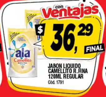 Supermercados Yaguar Ala Jabon Liquido Camellito R.Fina 120ml Regular oferta