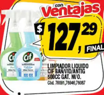 Supermercados Yaguar CIF Limpiador Liquido Ban/Vid/ntig 500cc oferta