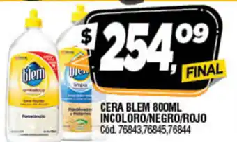 Supermercados Yaguar Blem cera 800ml Incoloro/negro/Rojo oferta