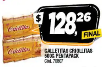 Supermercados Yaguar Criollitas Galletitas 500g Pentapack oferta