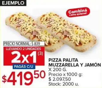 Carrefour Maxi PIZZA PALITA MUZZARELLA Y JAMÓN X 200 G. oferta