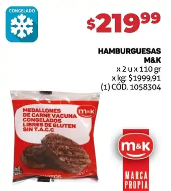 Makro HAMBURGUESAS M&K x 2 u x 110 gr oferta