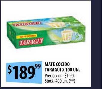 Punto Mayorista Mate Cocido Taragüi x 100 un oferta