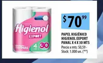 Punto Mayorista Papel Higiénico Higienol Export Panal 4 x 30mts oferta