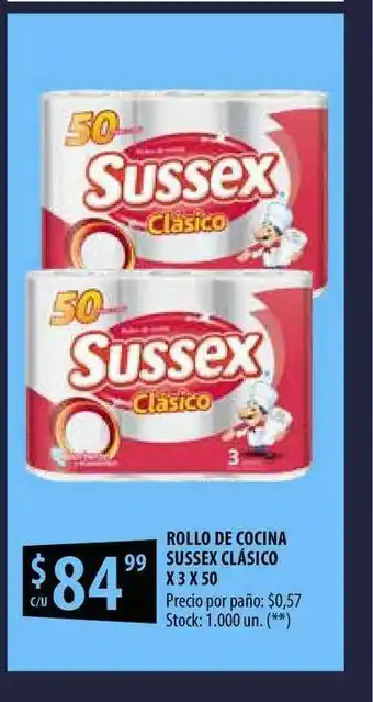 Punto Mayorista Rollo De Cocina Susex Clásico x 3 x50 oferta