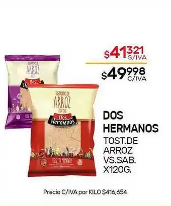 Nini Mayorista Dos Hermanos Tost.De Arroz Vs.Sab x 120g oferta