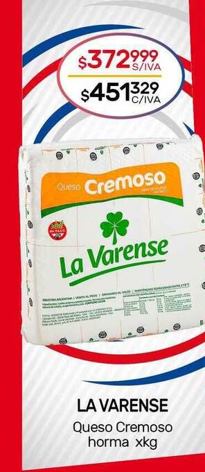 Nini Mayorista La Varense Queso Cremoso Horma oferta