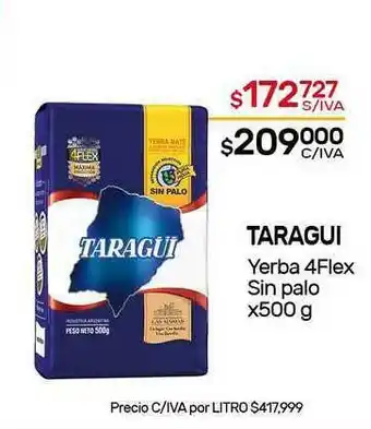 Nini Mayorista Taragui Yerba 4Flex Sin Palo x 500g oferta